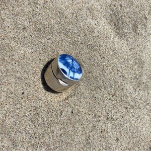 Antique Sterling Silver and Ceramic Pill Box